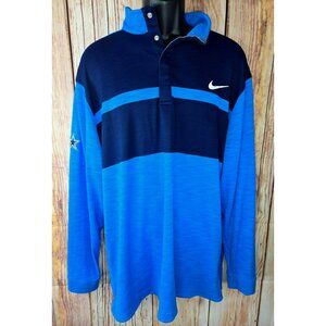 Nike Golf Dri-Fit Mens XXL Standard Fit Blue & Navy Long Sleeve Polo Shirt